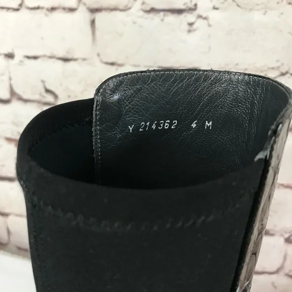 STUART WEITZMAN Croc Embossed 50/50 Ltd Edition Black Patent Leather Heel Boot 4 - Picture 11 of 16